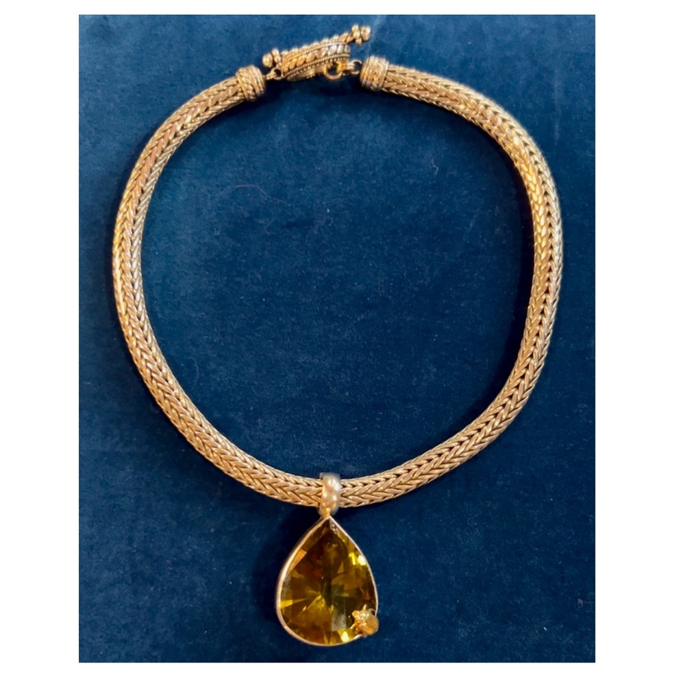 One of a Kind Stephen Dweck Braided Silver Necklace w/ Smokey Quartz Enhancer